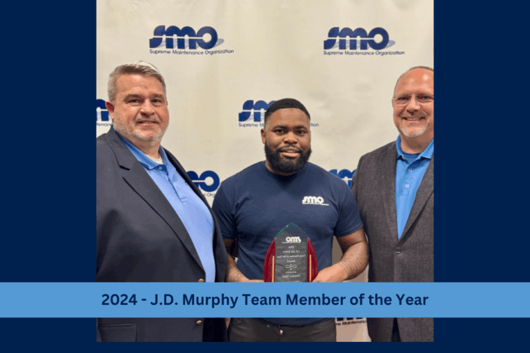 2024 jd murphy team member of the year winner with daivid and gary on smo red carpet