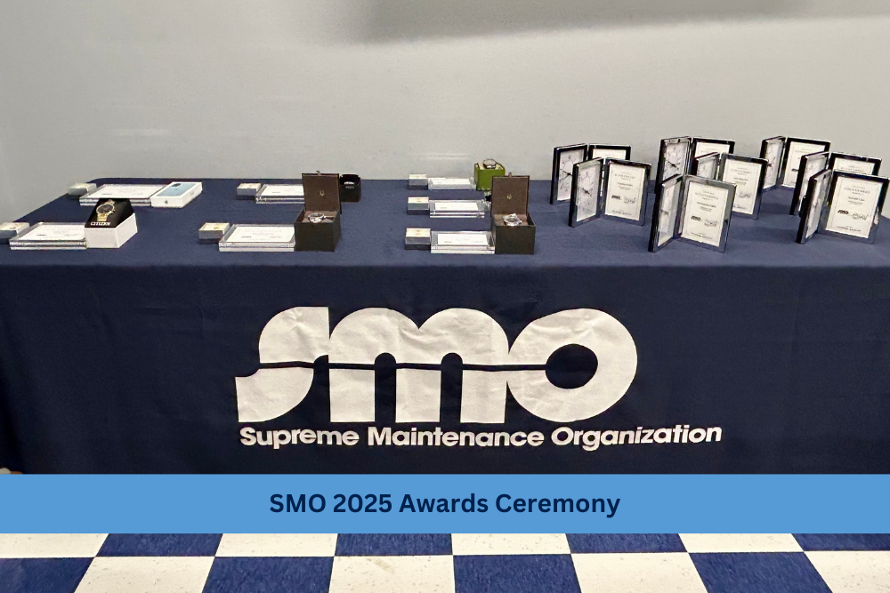 table with smo logo and awards