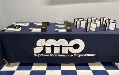 table with awards for smo ceremony